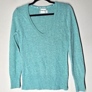 VTG Y2K Old Navy Angora‎ Blend Sweater Green Perfect Fit Deep V Neck Size M Cozy